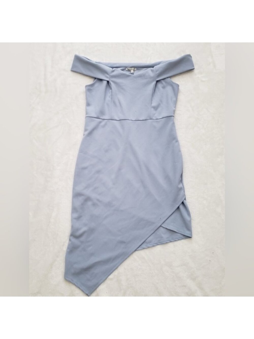 Charlotte Russe Young Women's Off Shoulder Asymmetric Mini Dress Light Blue L